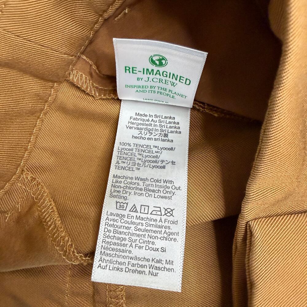 J. Crew Tan Brown Wide-leg pleated twill trouser pants Tencel Lyocell Women's 8 - Picture 6 of 10
